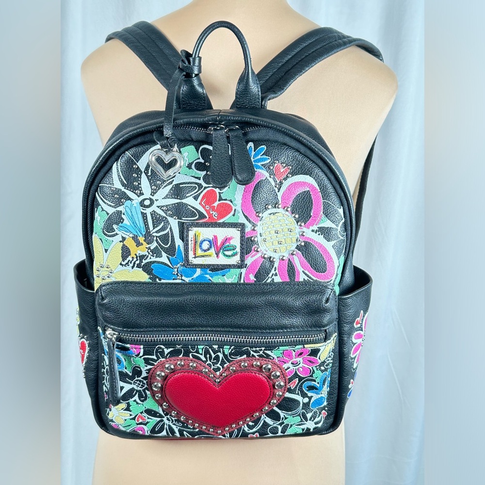 NWOT Limited Edition Brighton Scribble Garden Love Backpack (Leather) & pouch - Picture 4 of 10